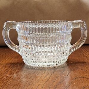 Vintage Ribbed Glass Sugar Bowl